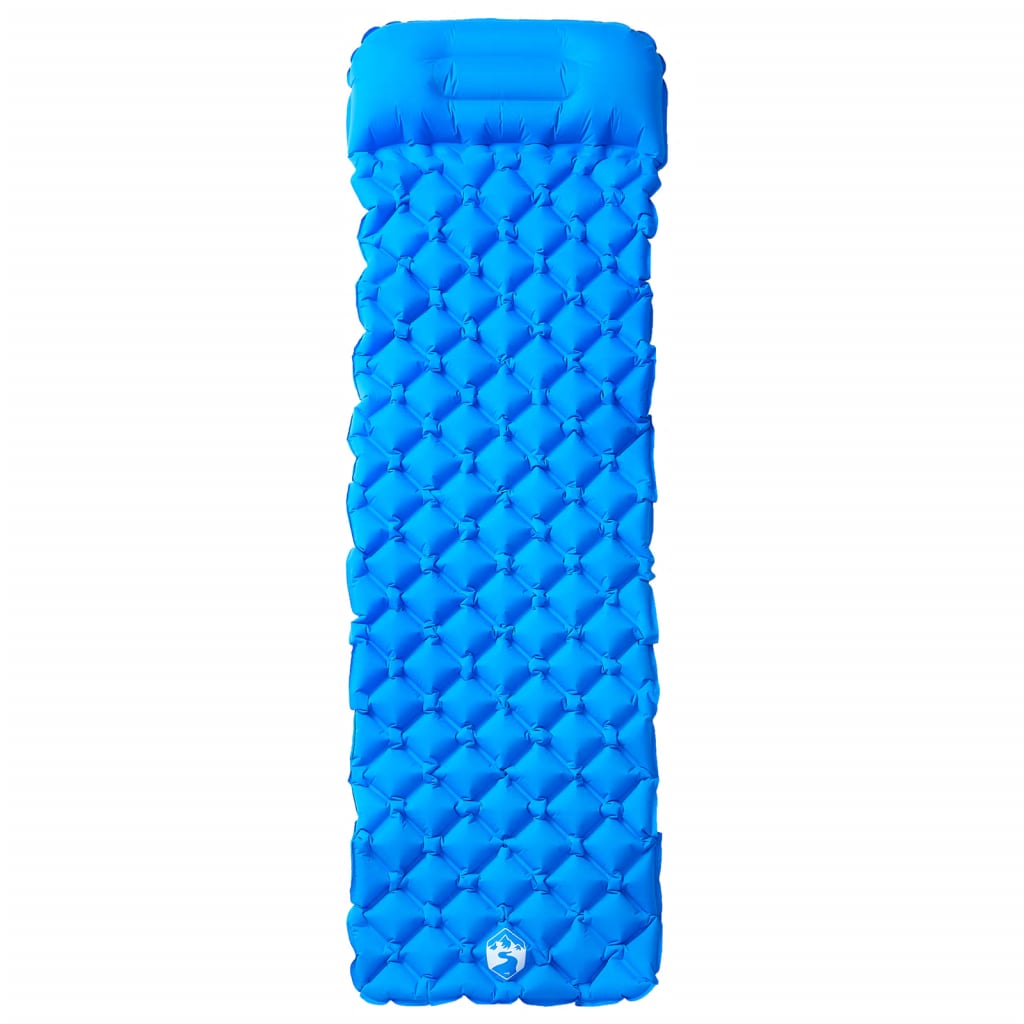 VidaXL aufblasbare Campingmatratze mit Kissen für 1 Person, Blau
