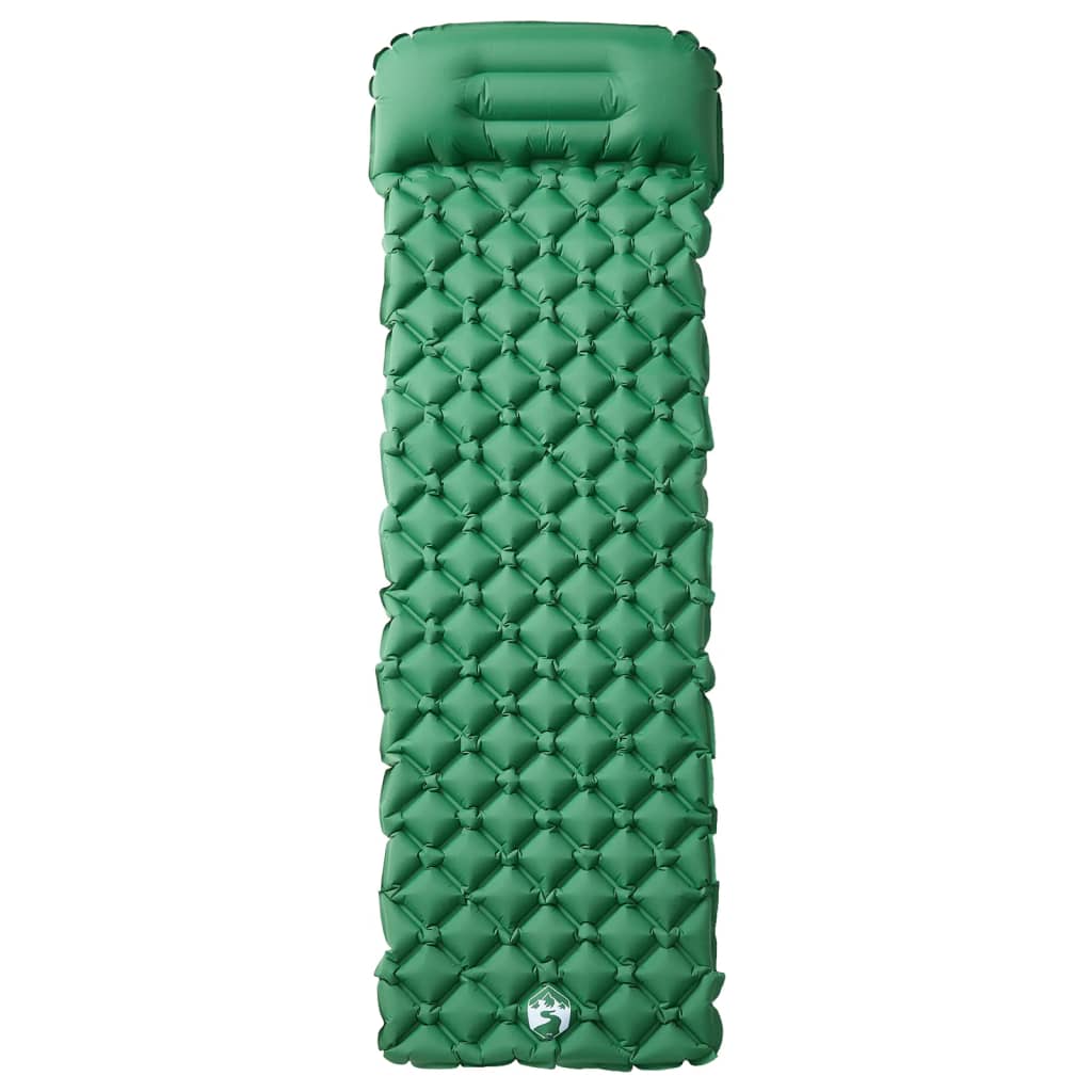 VidaXL aufblasbare Campingmatratze mit Kissen für 1 Person, Grün