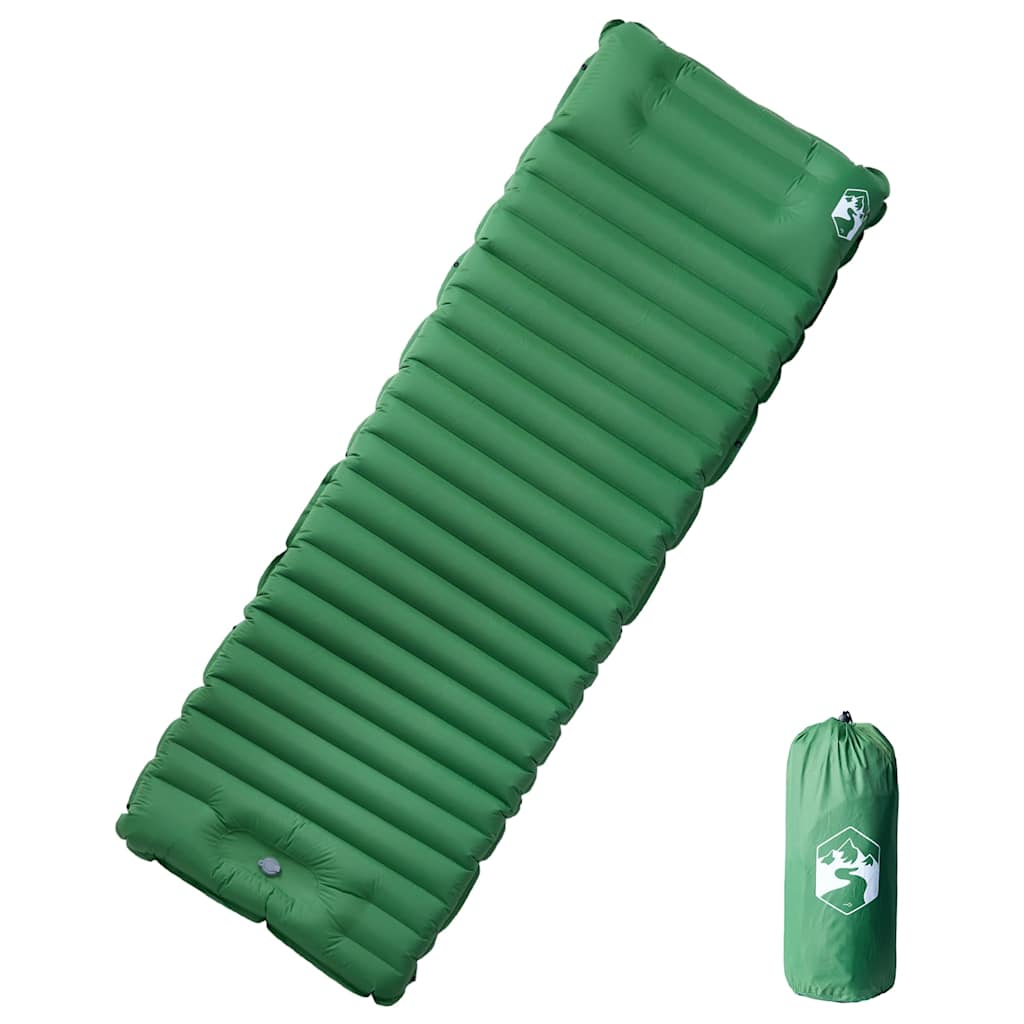 VidaXL Selbstaufblasende Campingmatratze mit Kissen, Einzelbett, Grün