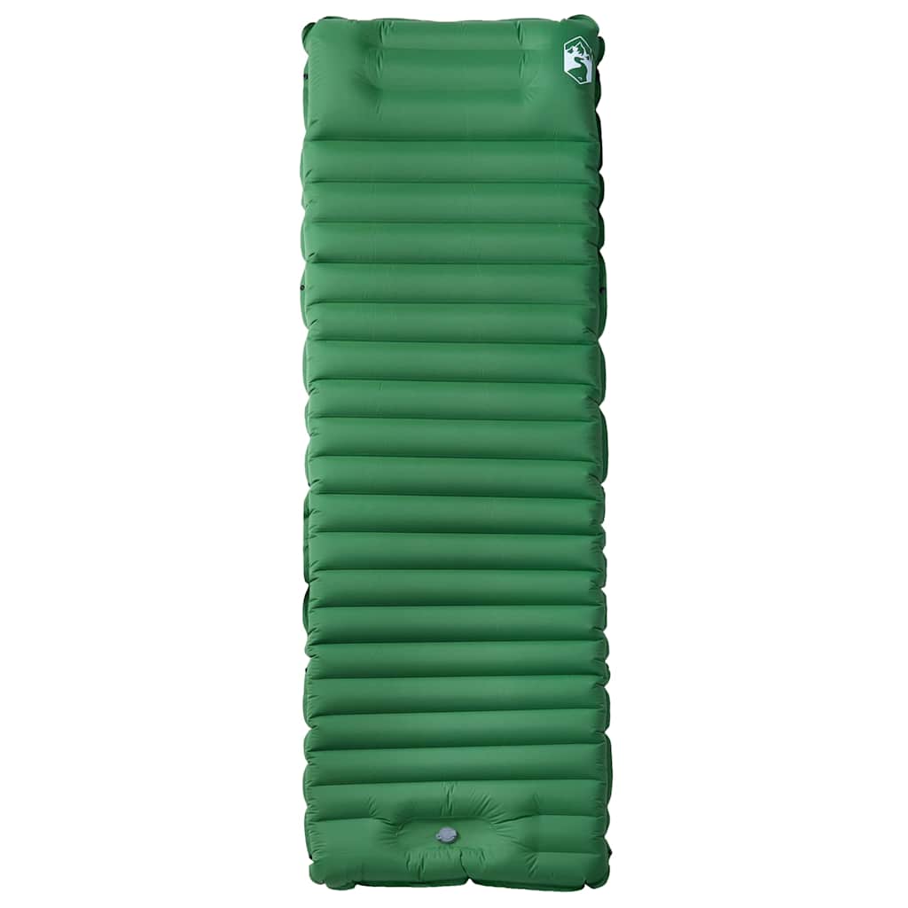 VidaXL Selbstaufblasende Campingmatratze mit Kissen, Einzelbett, Grün