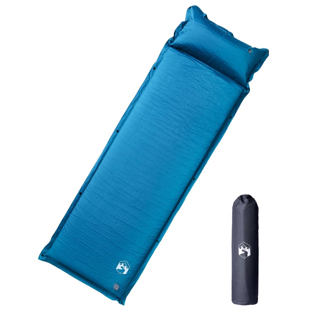 VidaXL Selbstaufblasende Campingmatratze mit Kissen für 1 Person, Türkis