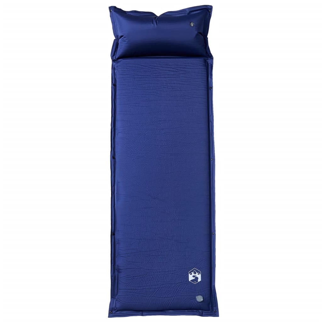 VidaXL Selbstaufblasende Campingmatratze mit Kissen für 1 Person, Marineblau