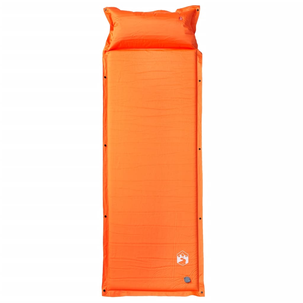 VidaXL Selbstaufblasende Campingmatratze mit Kissen für 1 Person, Orange