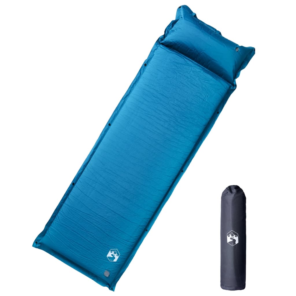 VidaXL Selbstaufblasende Campingmatratze mit Kissen für 1 Person, Türkis