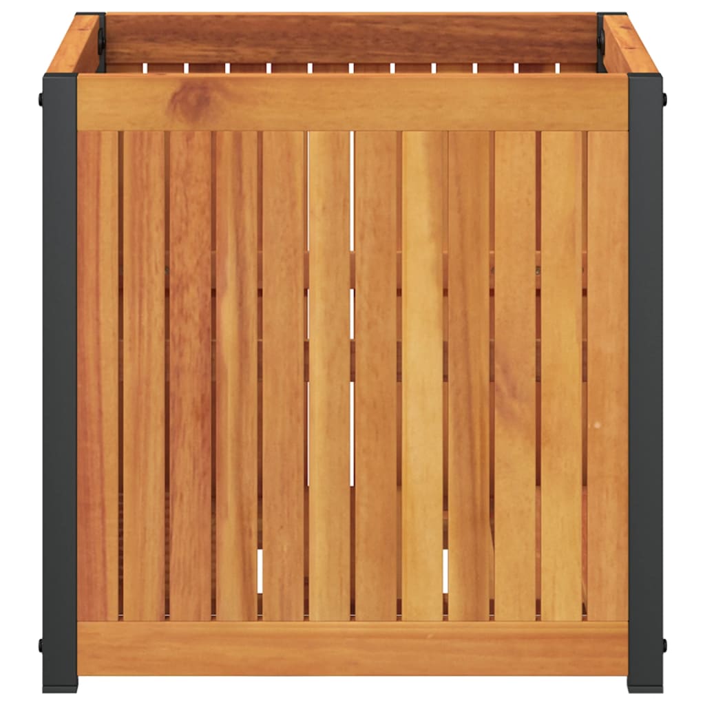 Vidaxl plantenbak 45x45x44 cm massief acaciahout en staal