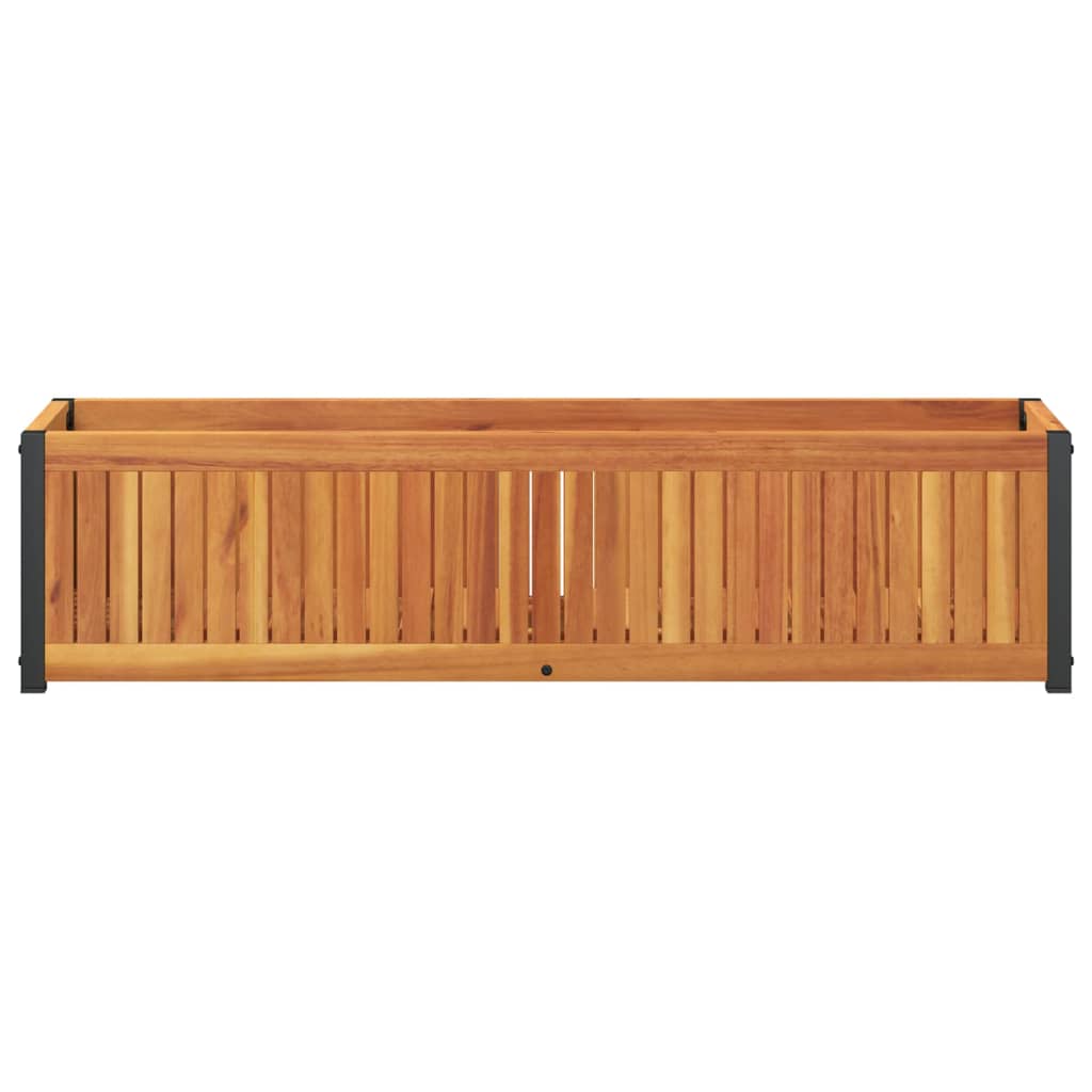 Vidaxl plantenbak 110x30x27,5 cm massief acaciahout en staal