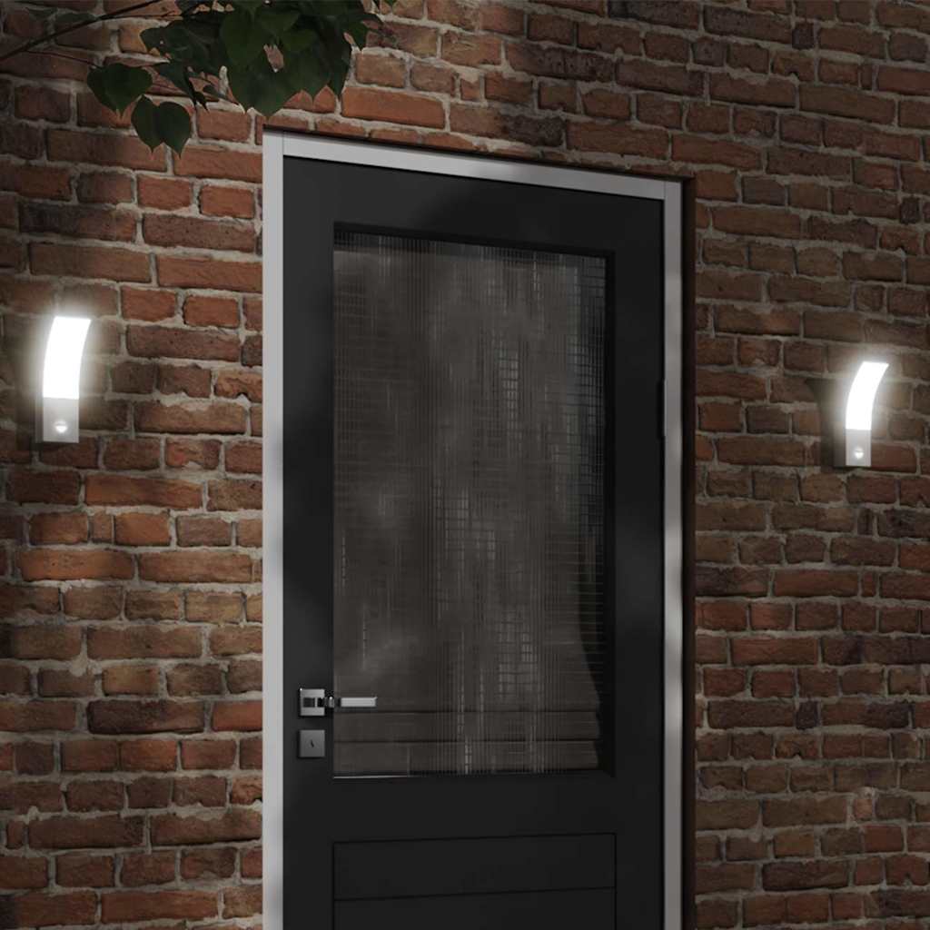 VidaXL Außenwandleuchten, 2 Stück, LED mit Sensoren, Aluminiumguss, Weiß