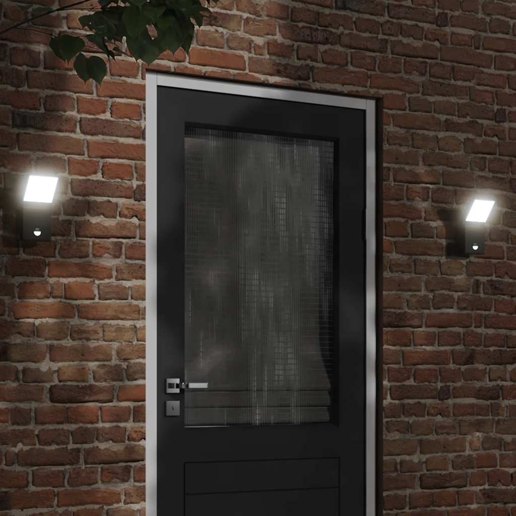 VidaXL LED-Außenwandleuchte mit Sensoren, Aluminiumguss, Schwarz