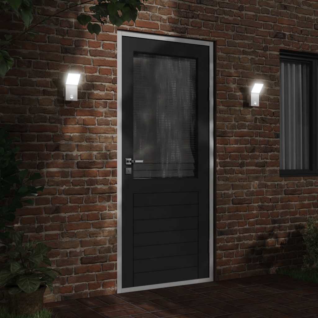 VidaXL LED-Außenwandleuchte mit Sensoren, Aluminiumguss, Weiß