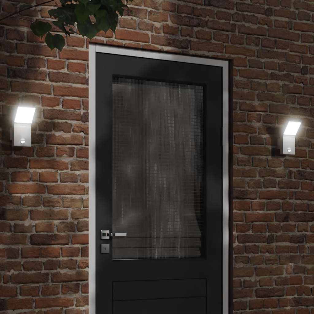 VidaXL LED-Außenwandleuchte mit Sensoren, Aluminiumguss, Weiß