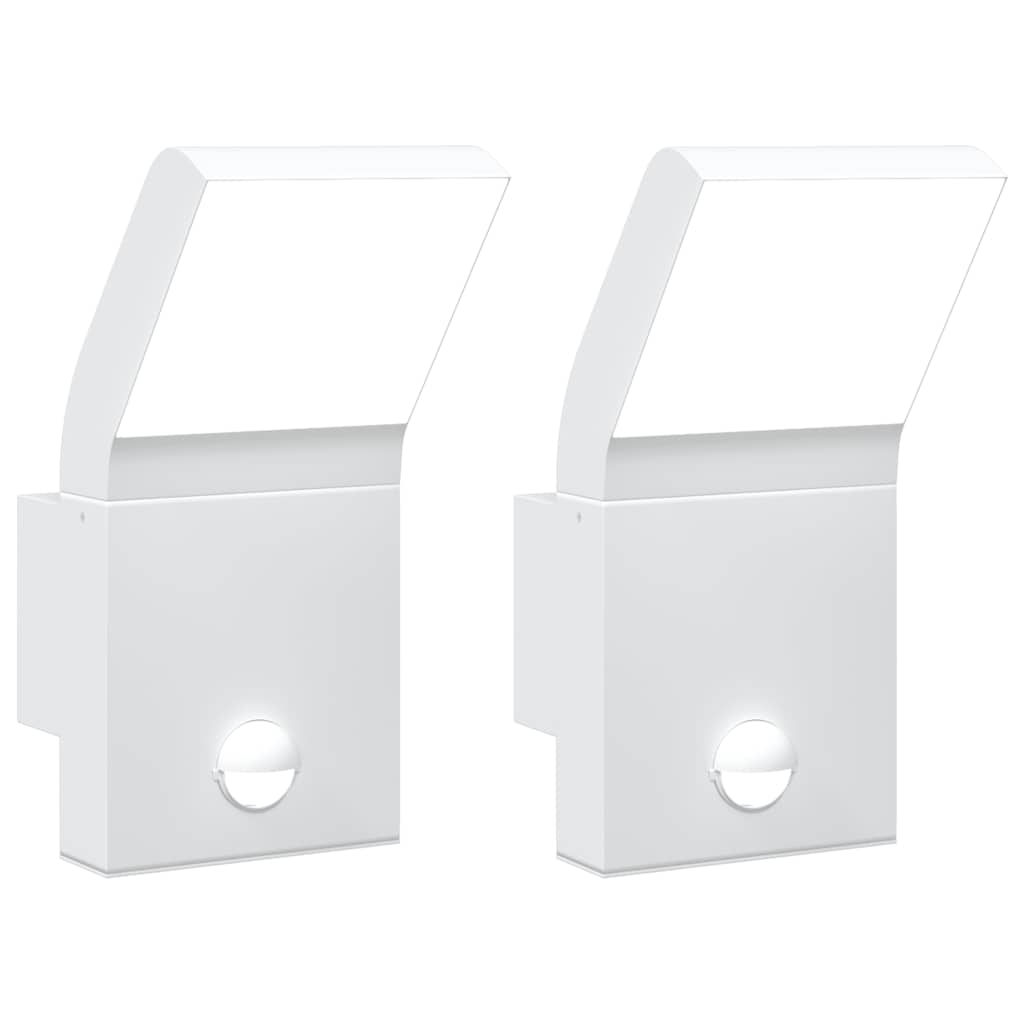 VidaXL Außenwandleuchten, 2 Stück, LED mit Sensoren, Aluminiumguss, Weiß