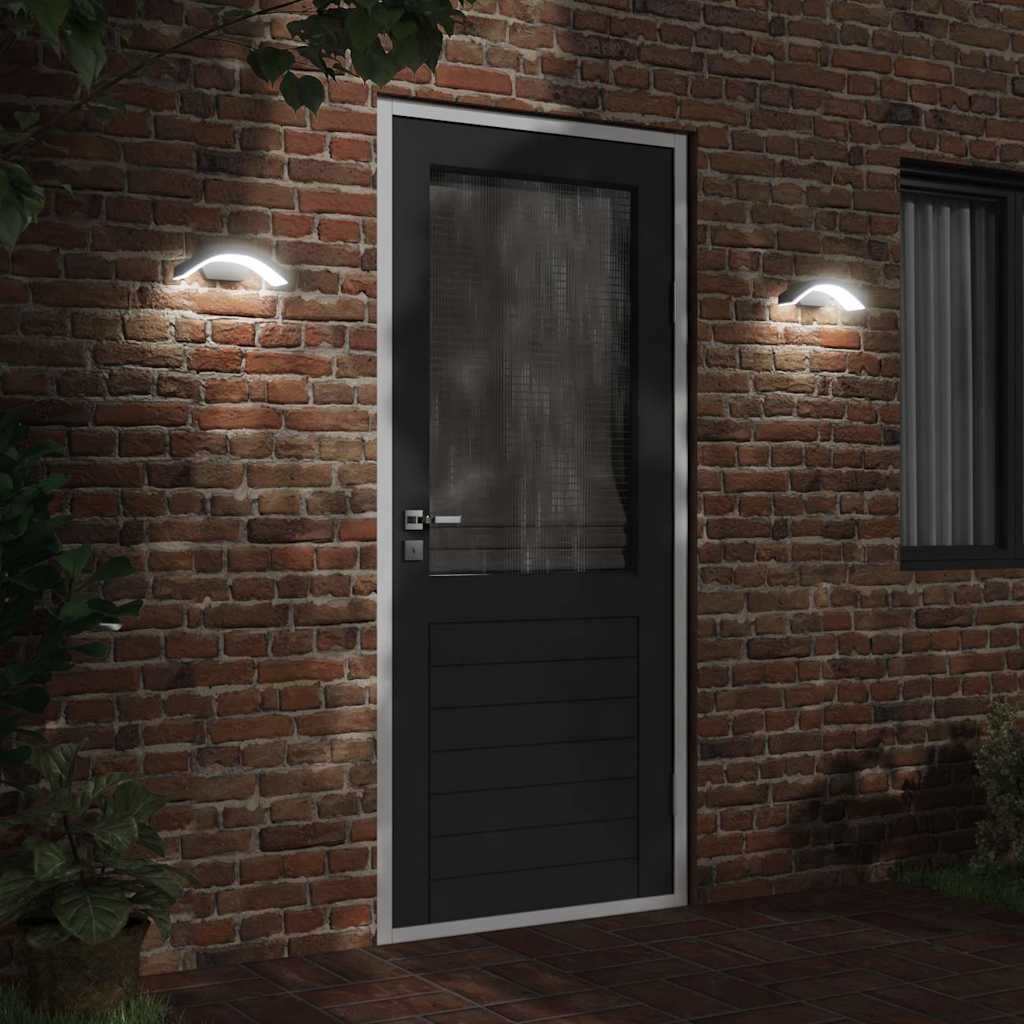 VidaXL Außenwandleuchten, 2 Stück, LED, Aluminiumguss, Schwarz