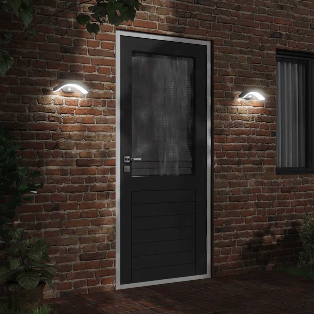 VidaXL LED-Außenwandleuchte mit Sensoren, Aluminiumguss, Schwarz