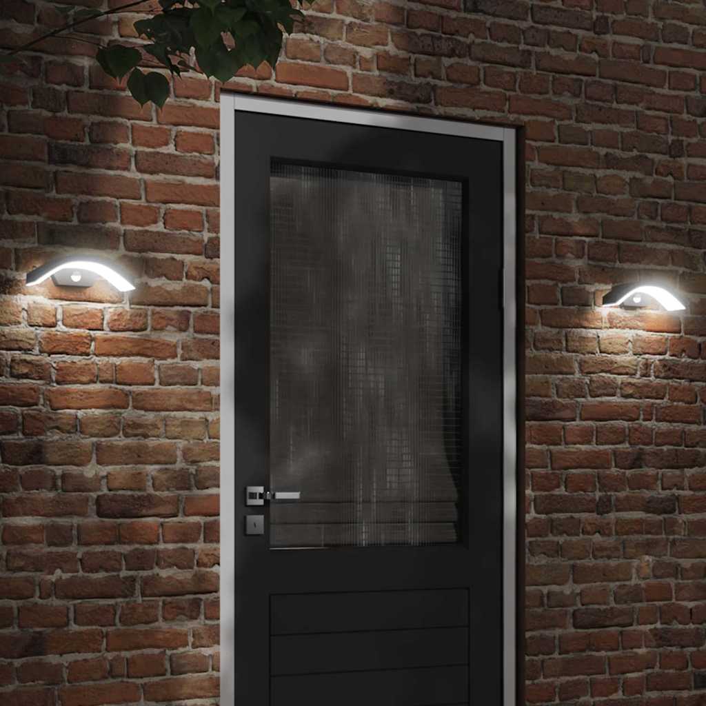 VidaXL LED-Außenwandleuchte mit Sensoren, Aluminiumguss, Schwarz