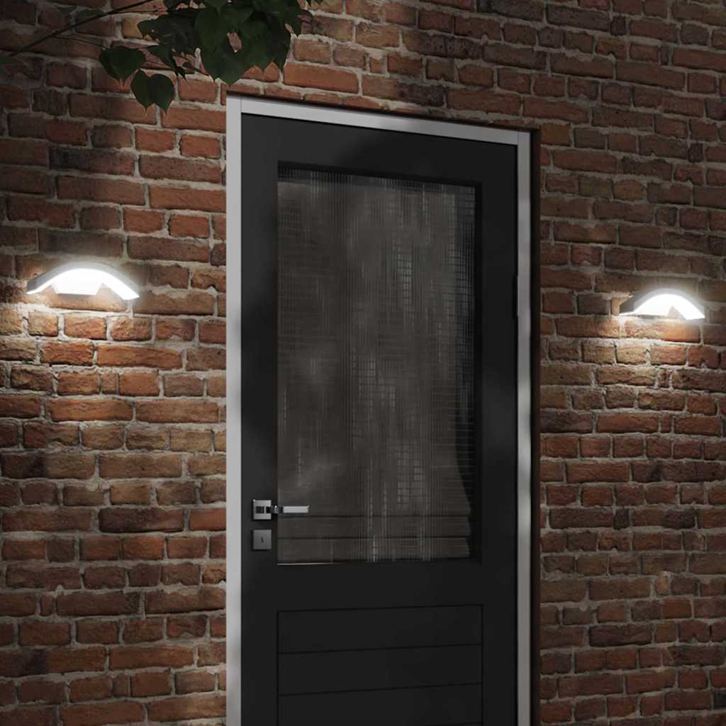 VidaXL Außenwandleuchten, 2 Stück, LED mit Sensoren, Aluminiumguss, Weiß