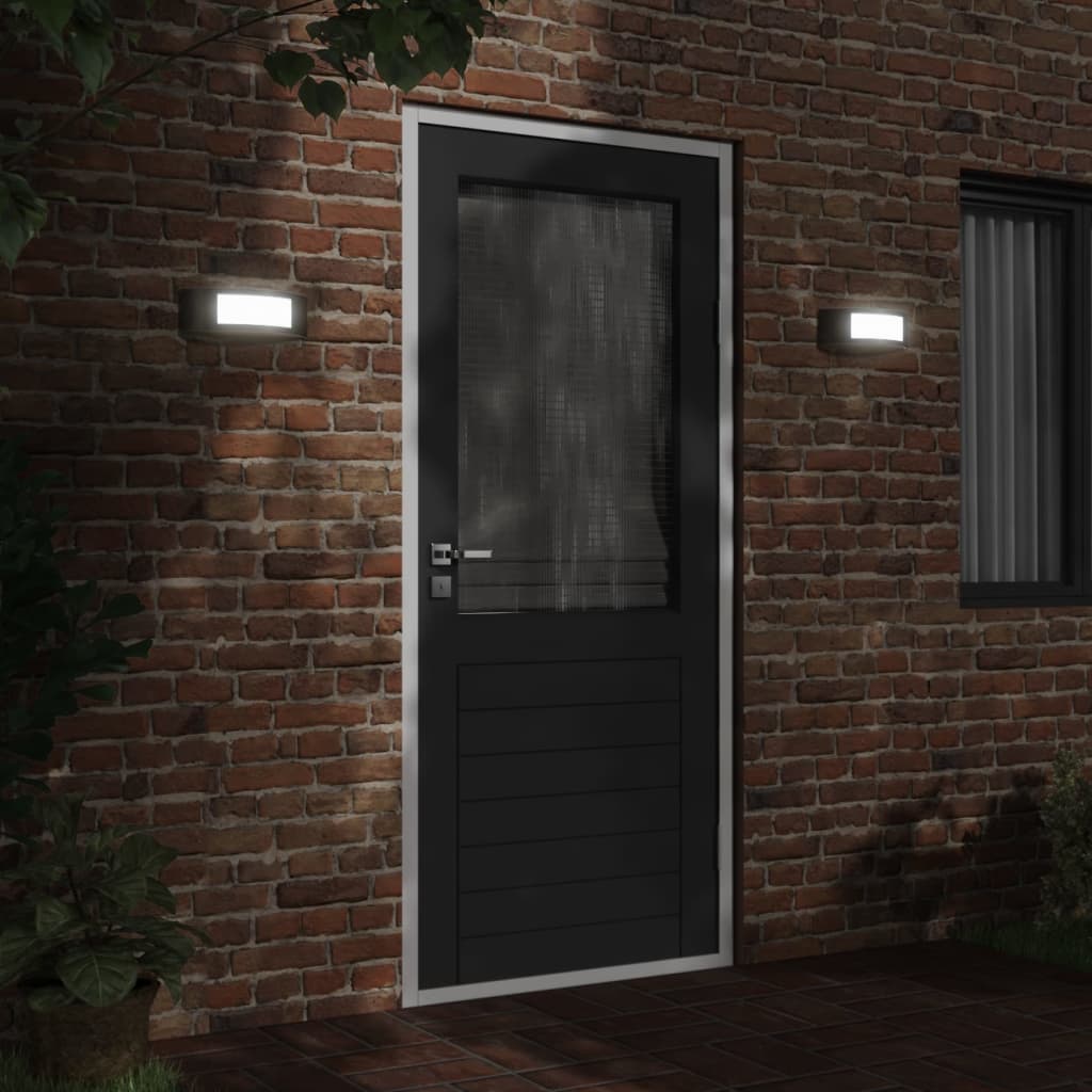 VidaXL Außenwandleuchten, 2 Stück, Edelstahl, Schwarz