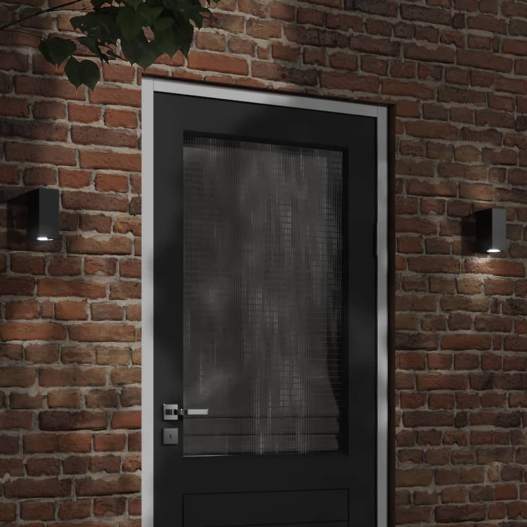 VidaXL Außenwandleuchten, 2 Stück, Aluminiumguss, Schwarz