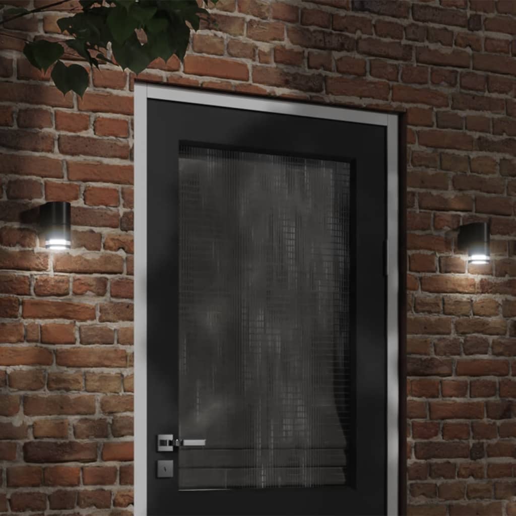 VidaXL Außenwandleuchten, 2 Stück, Aluminiumguss, Schwarz