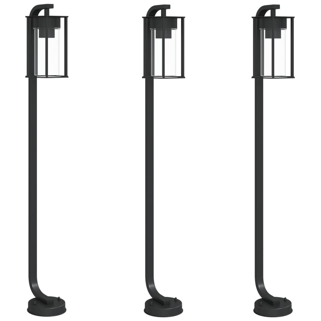 Vidaxl -Stehlampe für den Außenbereich 3 St. 100 cm Edelstahl schwarz