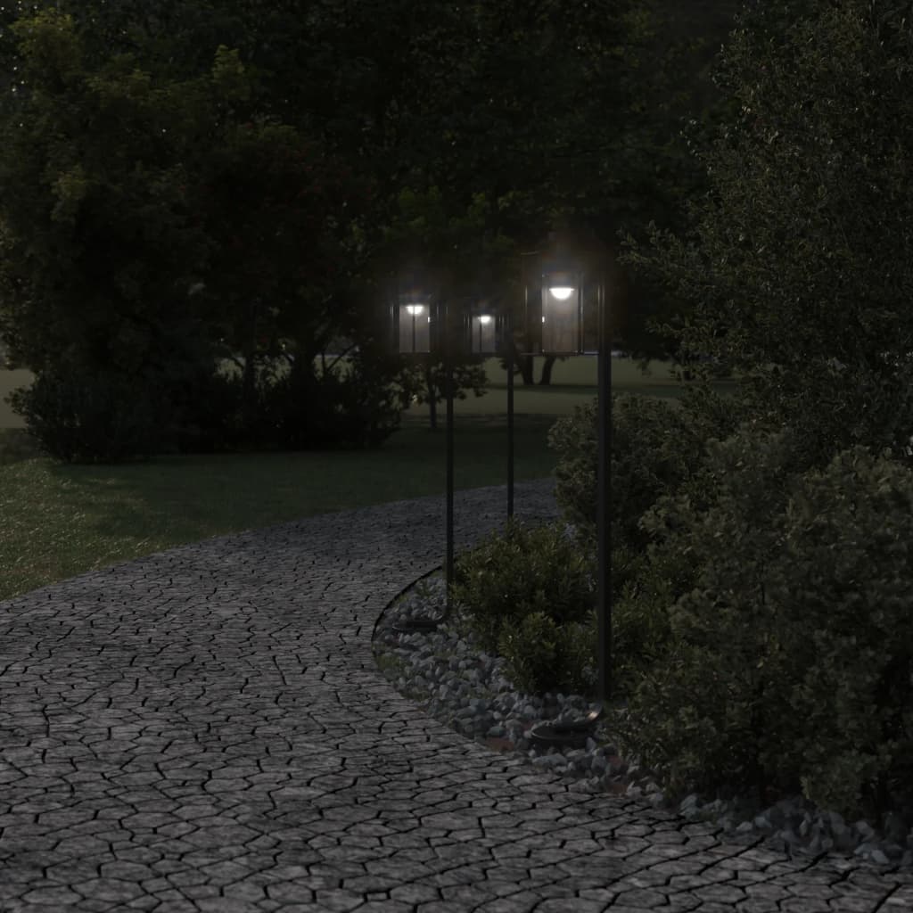 Vidaxl -Stehlampe für den Außenbereich 3 St. 100 cm Edelstahl schwarz