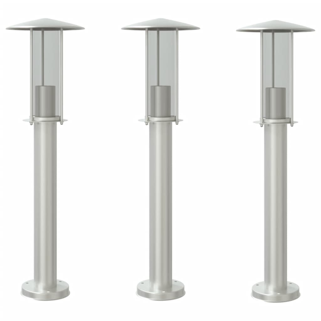 VidaXL Outdoor-Stehleuchte, 3-teilig, 60 cm, Edelstahl, silberfarben