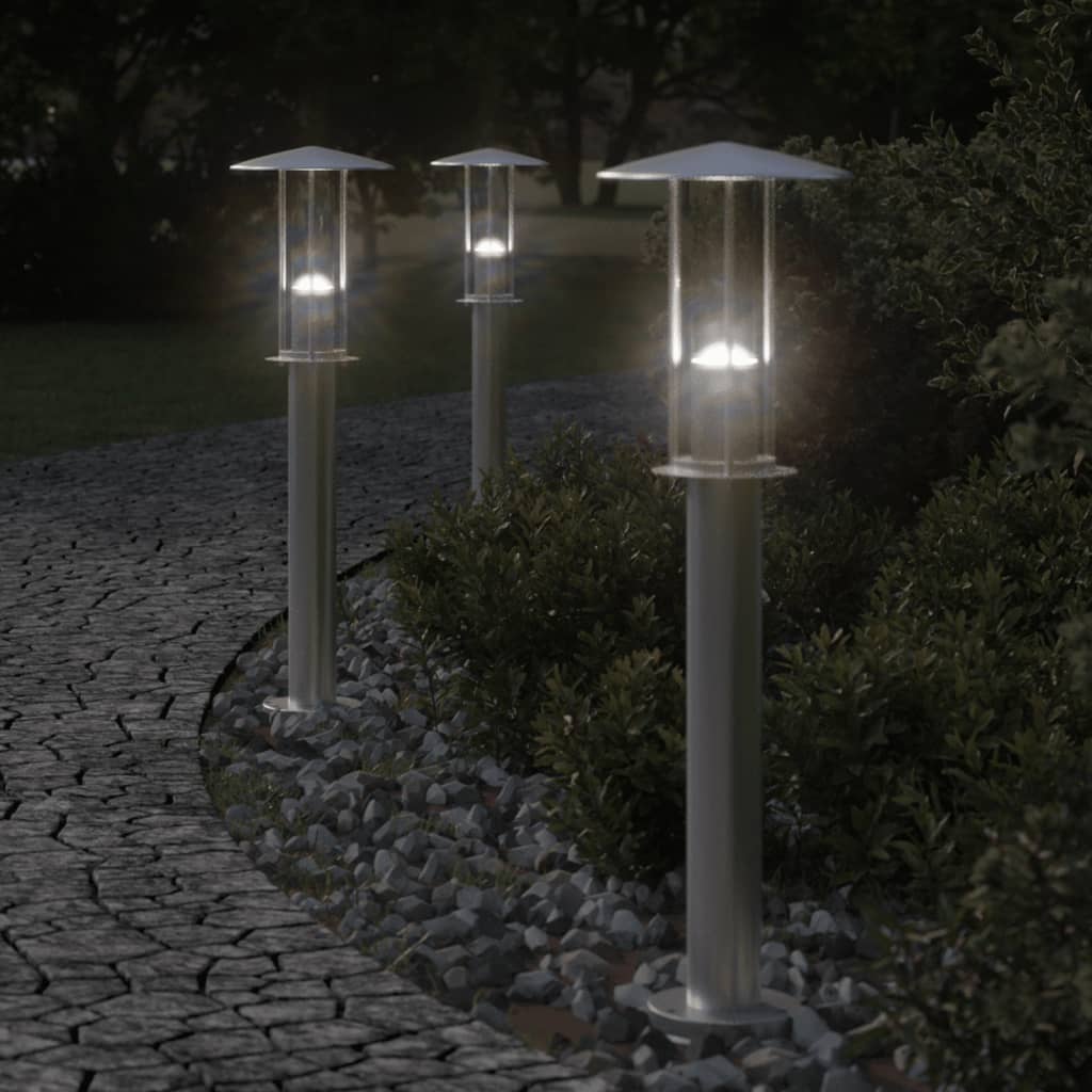 VidaXL Outdoor-Stehleuchte, 3-teilig, 60 cm, Edelstahl, silberfarben
