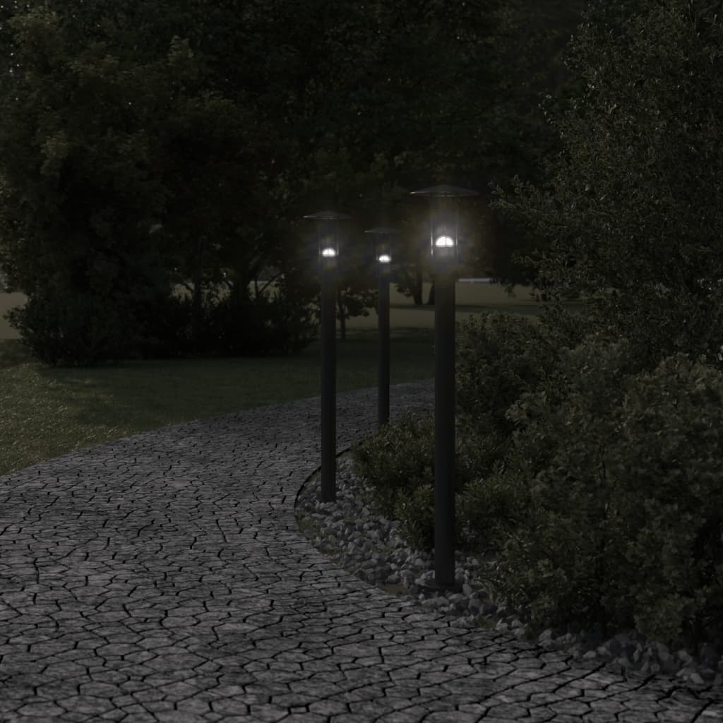 Vidaxl -Stehlampe für den Außenbereich 3 St. 100 cm Edelstahl schwarz