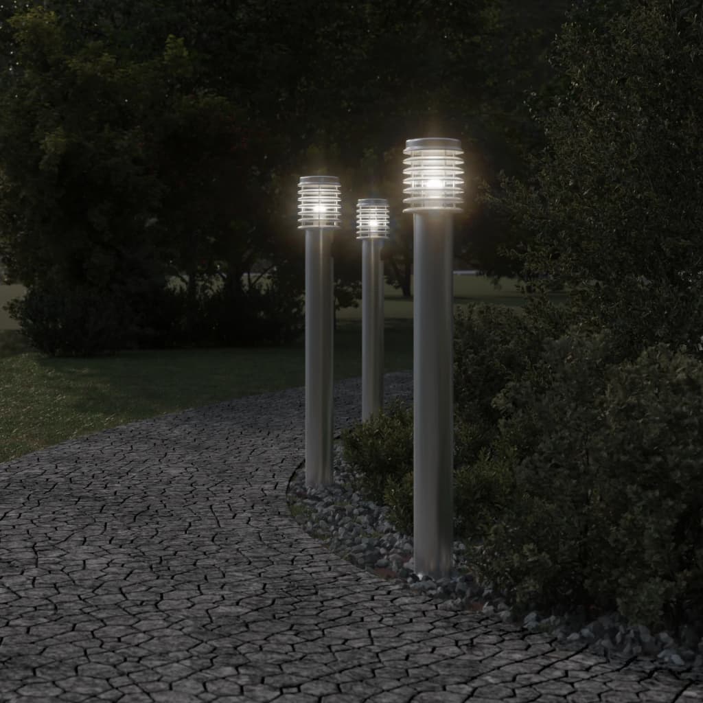 Vidaxl -Stehlampe für aussen 3 ST 110 cm Edelstahl Silberfarbe