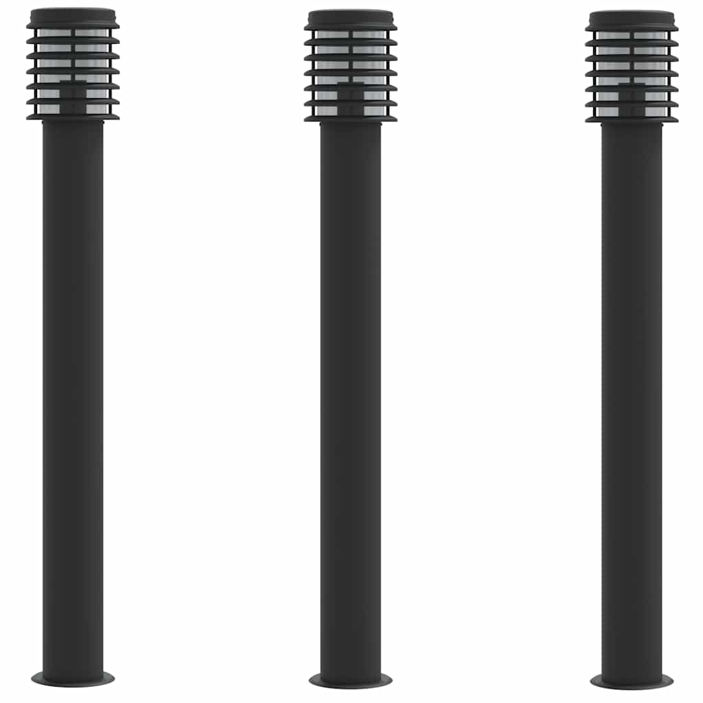 Vidaxl -Stehlampe für Außen 3 ST 110 cm Edelstahl schwarz schwarz