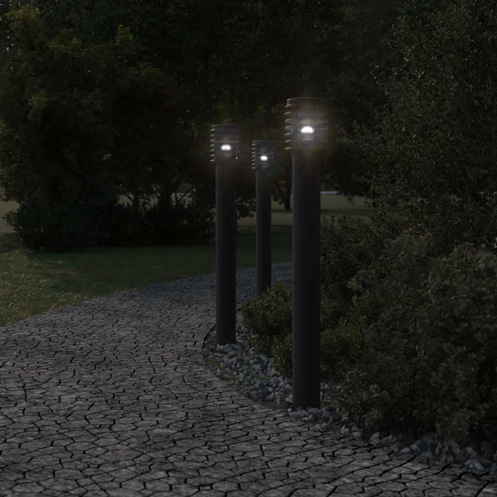 Vidaxl -Stehlampe für Außen 3 ST 110 cm Edelstahl schwarz schwarz