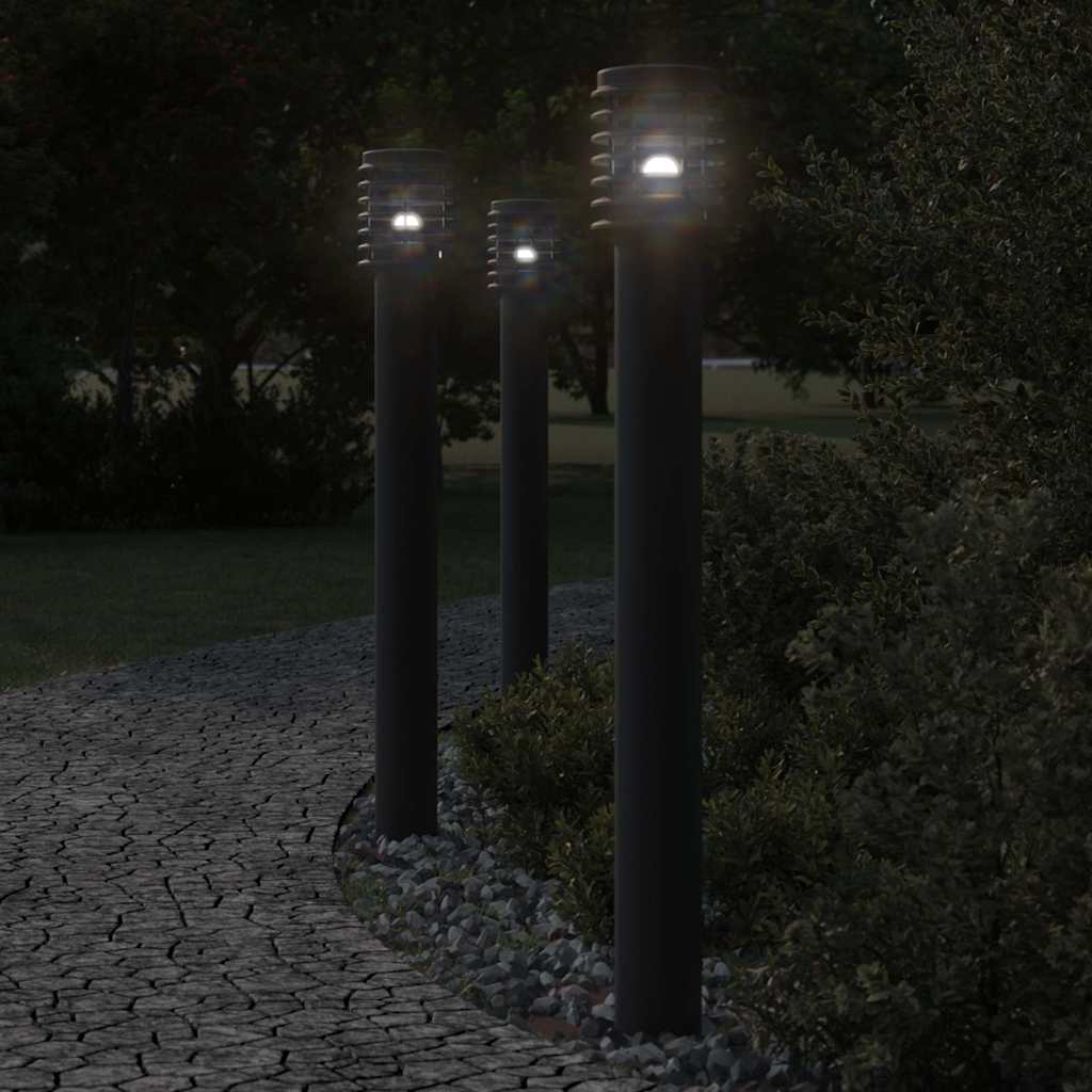 Vidaxl -Stehlampe für Außen 3 ST 110 cm Edelstahl schwarz schwarz