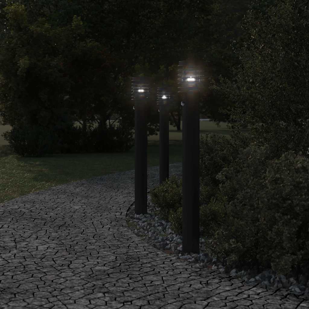 VidaXL Außenleuchte, 3 Stück mit Sensoren, 110 cm, Edelstahl, Schwarz