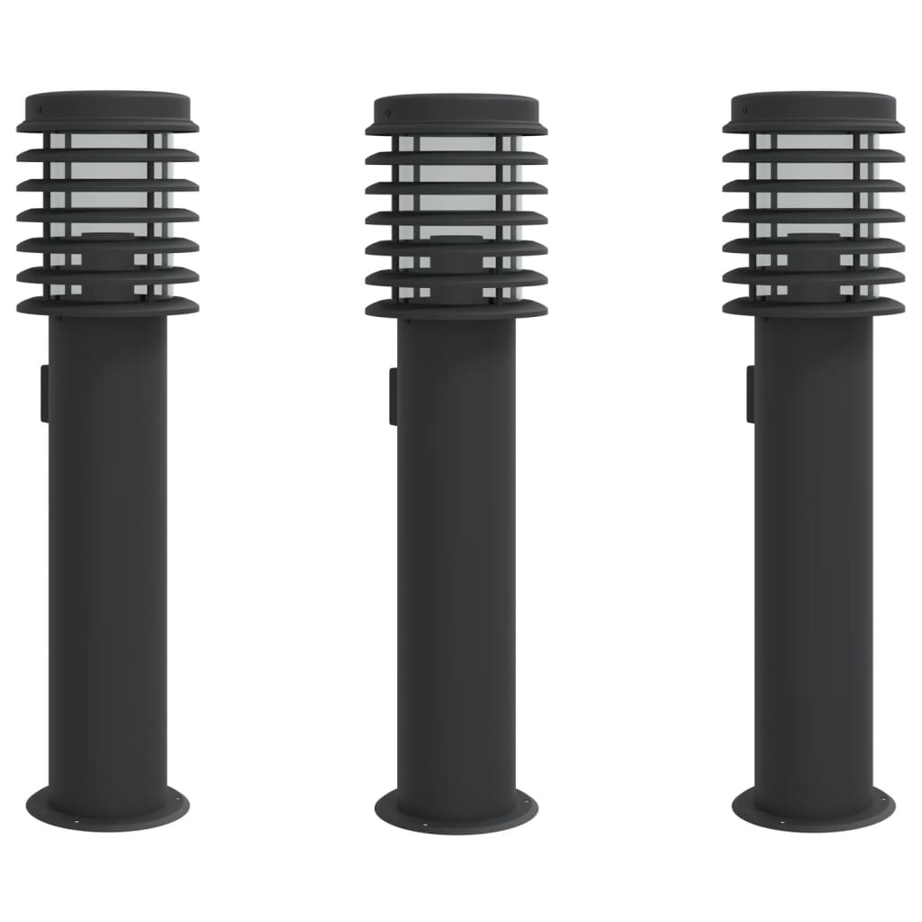 Vidaxx Außerhalb der Stehlampen 3 ST Sockel 60 cm Edelstahl schwarz