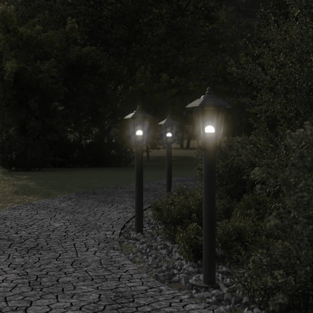 VidaXL Outdoor-Stehleuchte, 3-teilig, 80 cm, Edelstahl, Schwarz
