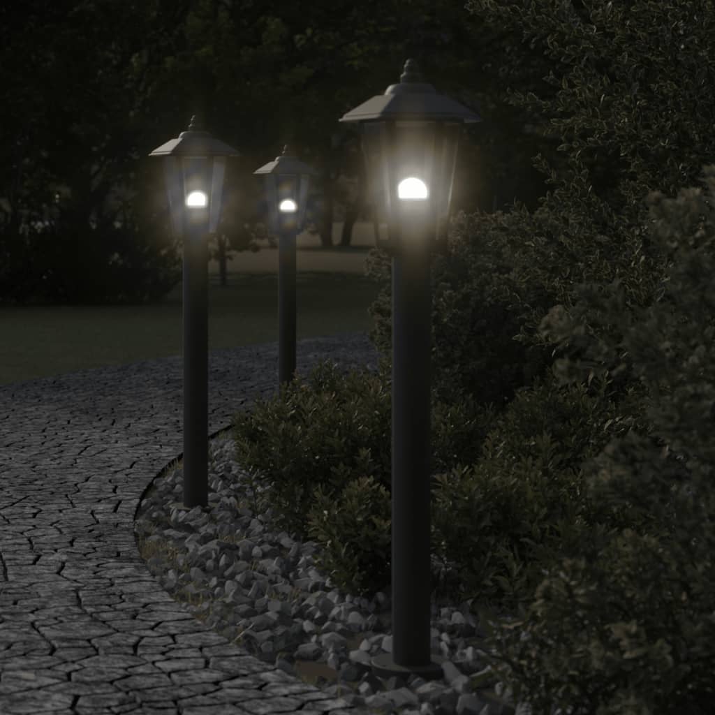 VidaXL Outdoor-Stehleuchte, 3-teilig, 80 cm, Edelstahl, Schwarz