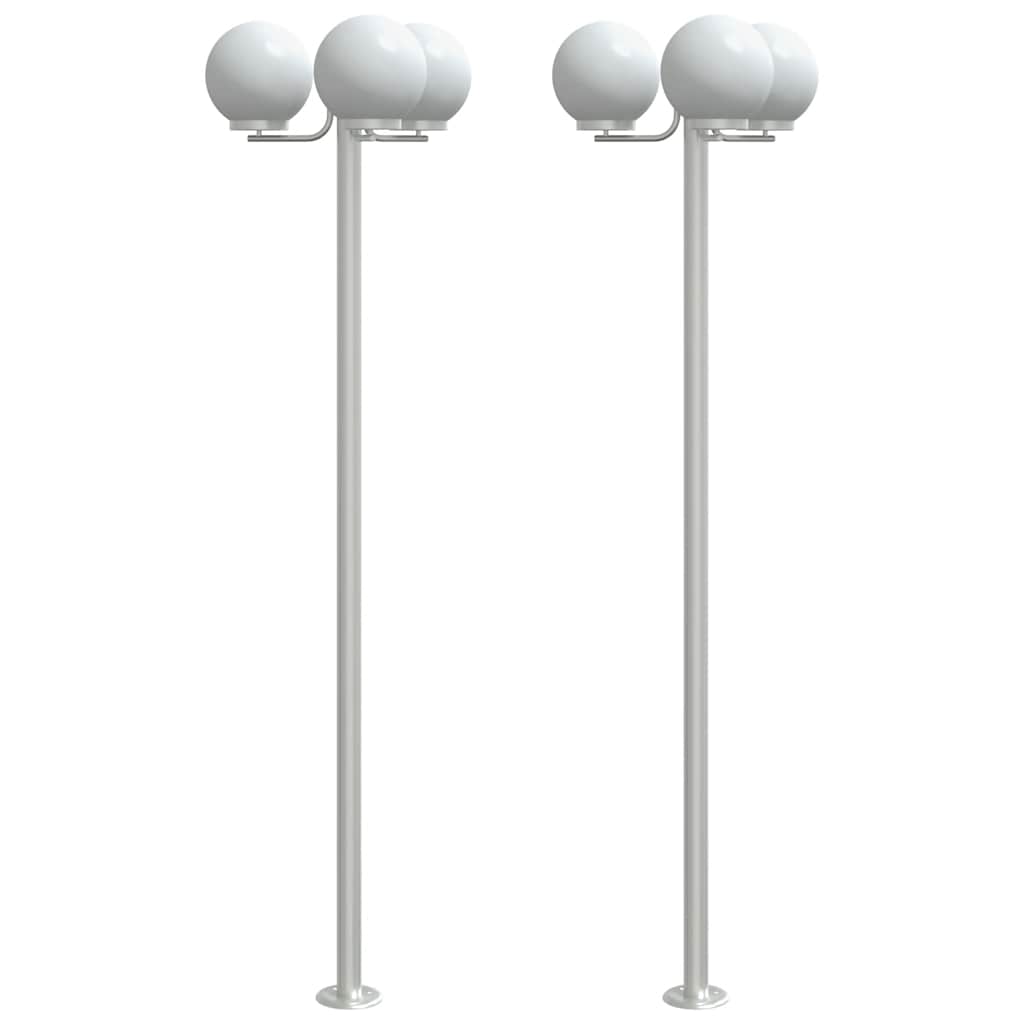 VIDAXL -Stehlampe für Außenlampe von 2 Stück 215 cm Edelstahl Silberfarbe