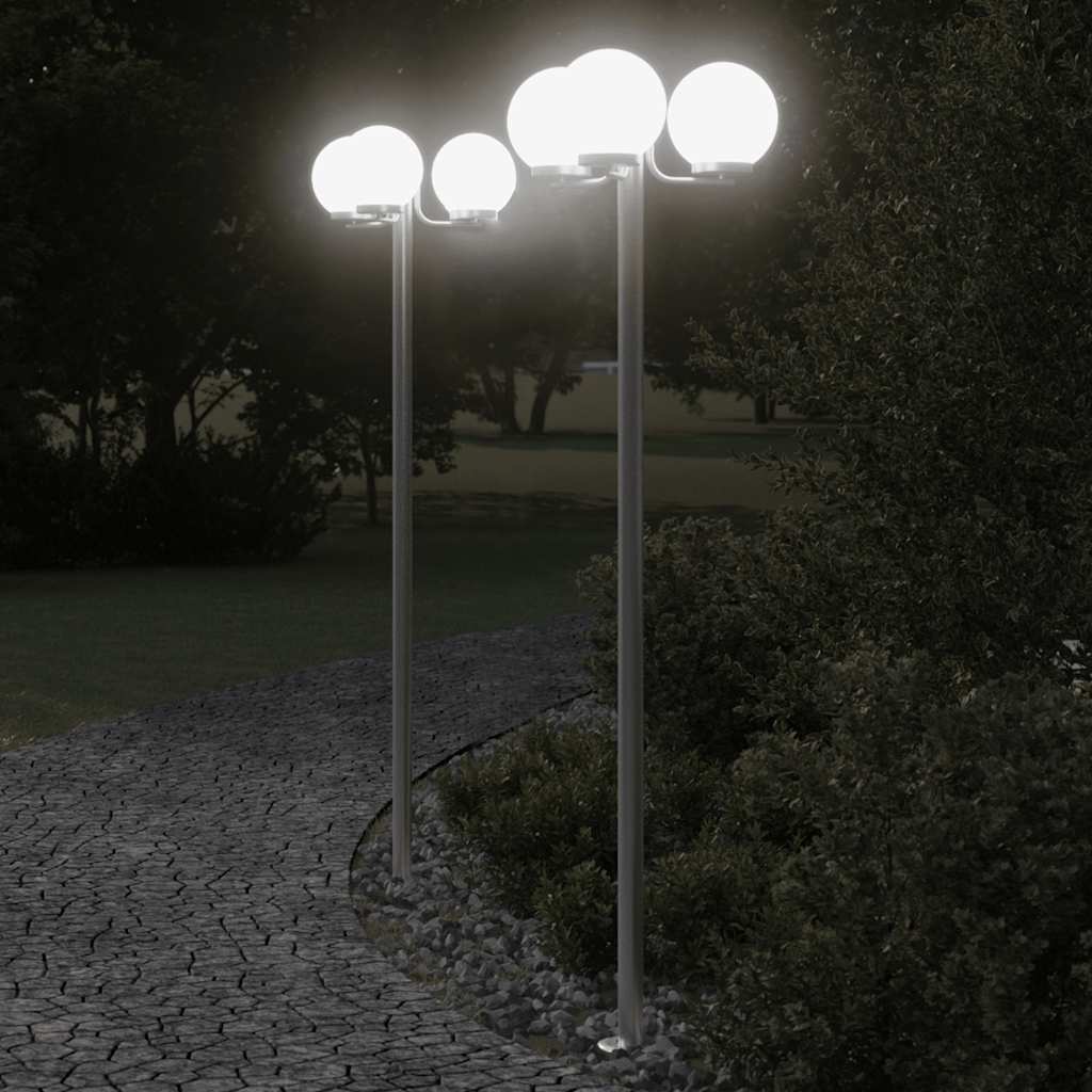 VIDAXL -Stehlampe für Außenlampe von 2 Stück 215 cm Edelstahl Silberfarbe