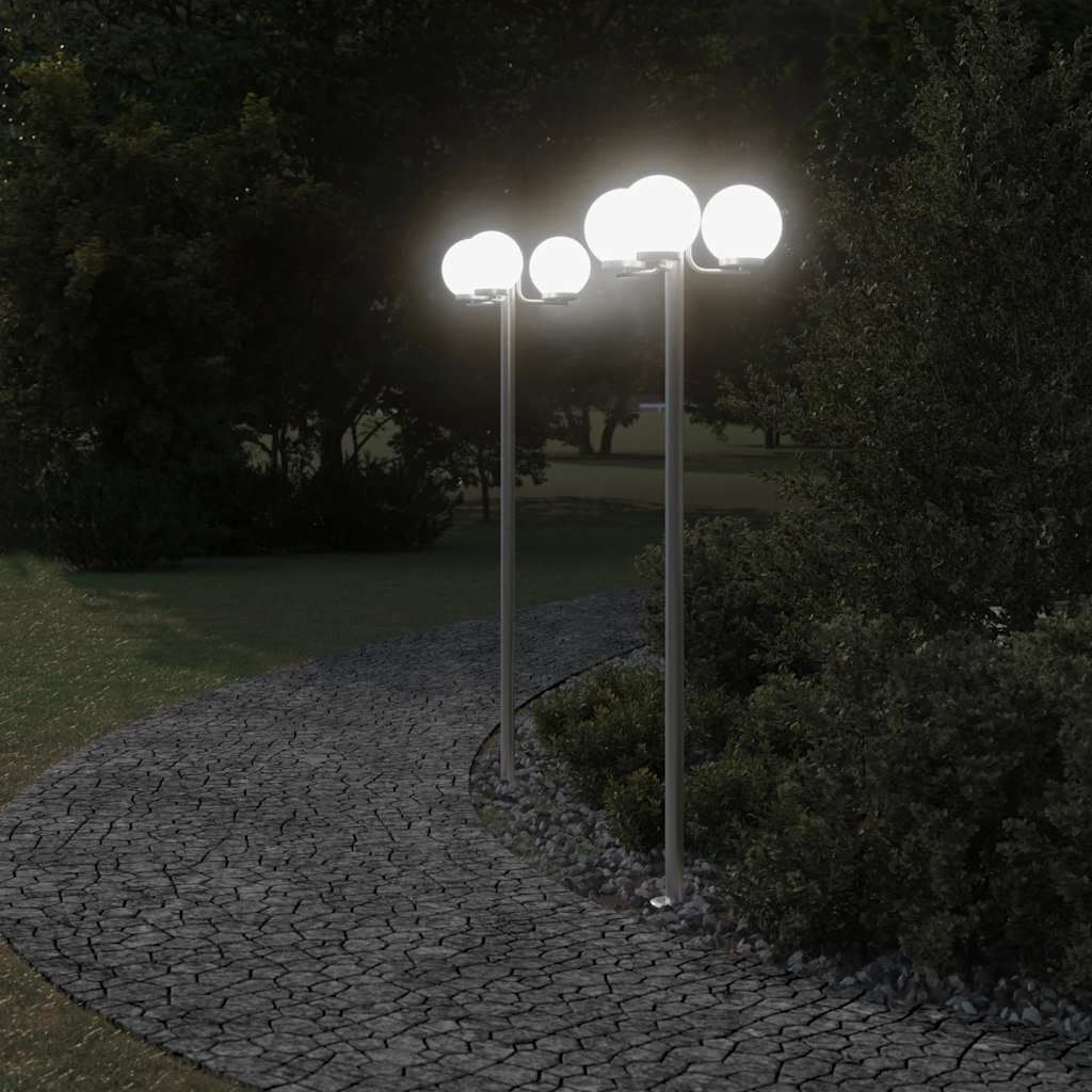VIDAXL -Stehlampe für Außenlampe von 2 Stück 215 cm Edelstahl Silberfarbe