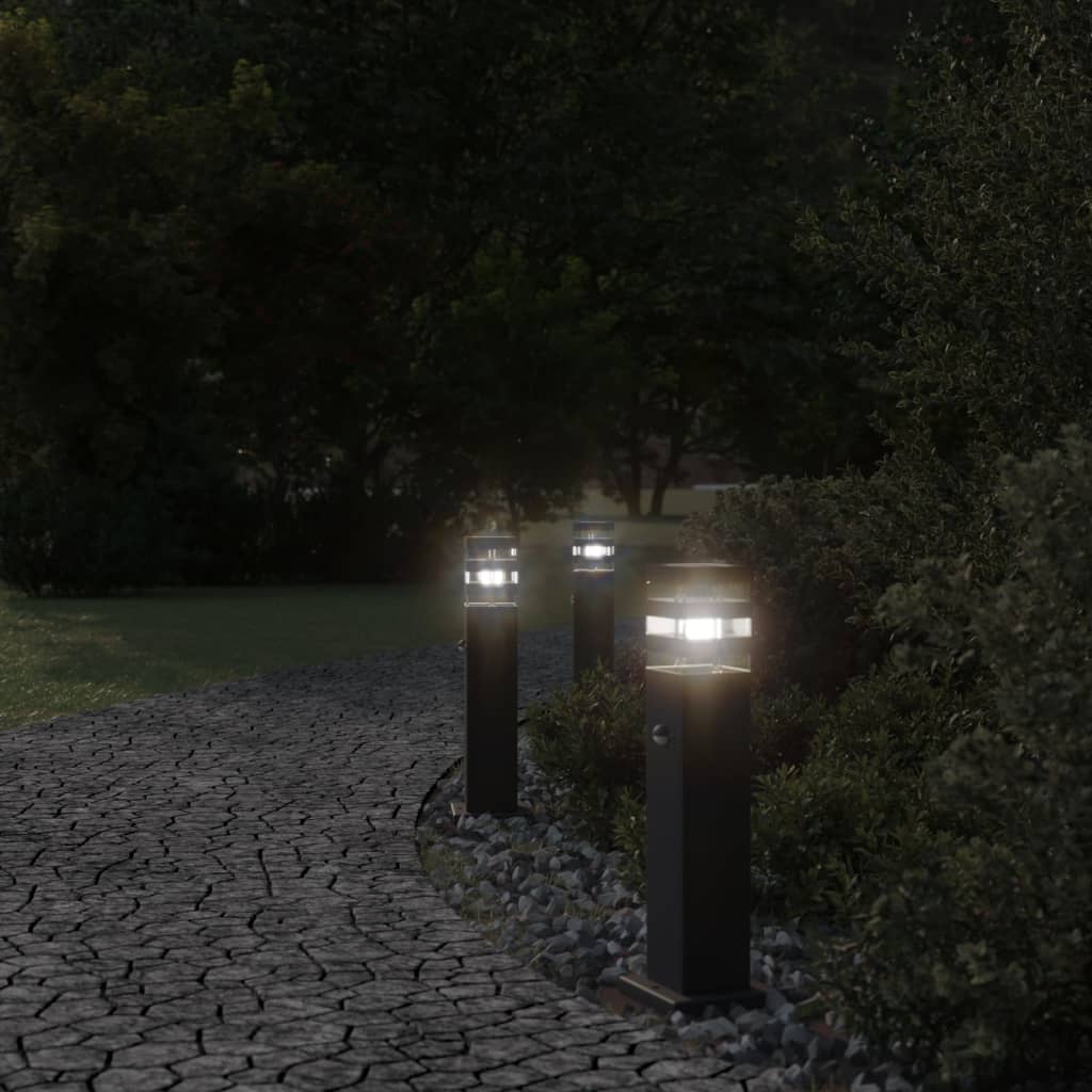 VidaXL Outdoor-Stehleuchte mit Sensor, 50 cm, Aluminium, Schwarz