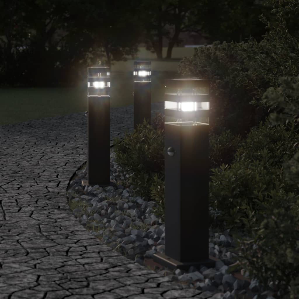 VidaXL Outdoor-Stehleuchte mit Sensor, 50 cm, Aluminium, Schwarz