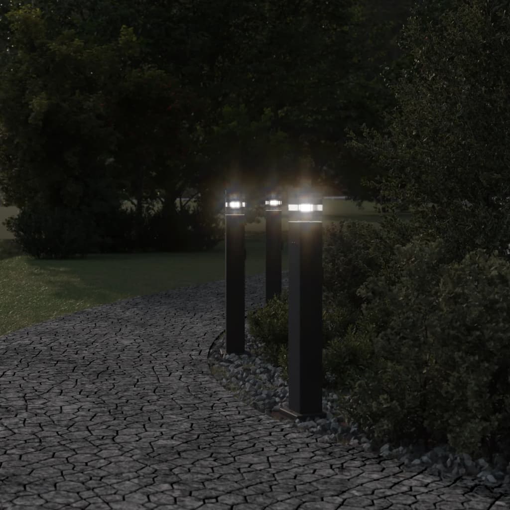 VidaXL Stehleuchte für den Außenbereich mit Fassung, 80 cm, Aluminium, Schwarz