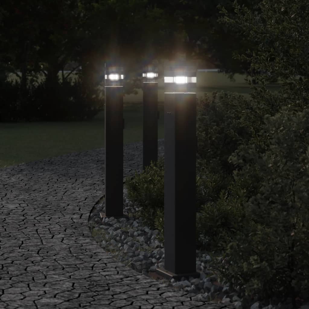 VidaXL Stehleuchte für den Außenbereich mit Fassung, 80 cm, Aluminium, Schwarz
