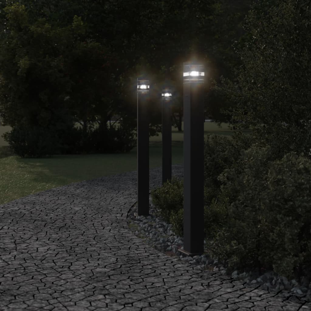 VidaXL Outdoor-Stehleuchte mit Fassung, 110 cm, Aluminium, Schwarz