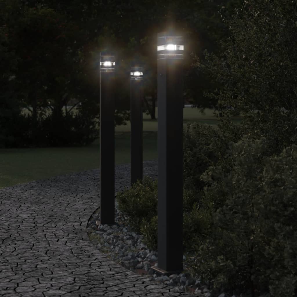 VidaXL Outdoor-Stehleuchte mit Fassung, 110 cm, Aluminium, Schwarz