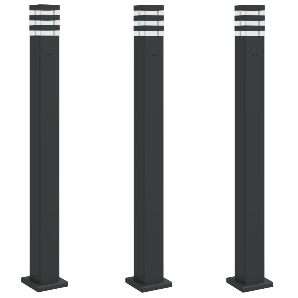 Vidaxl Außenböden 3 Stk. mit Sockel 110 cm Aluminium schwarz