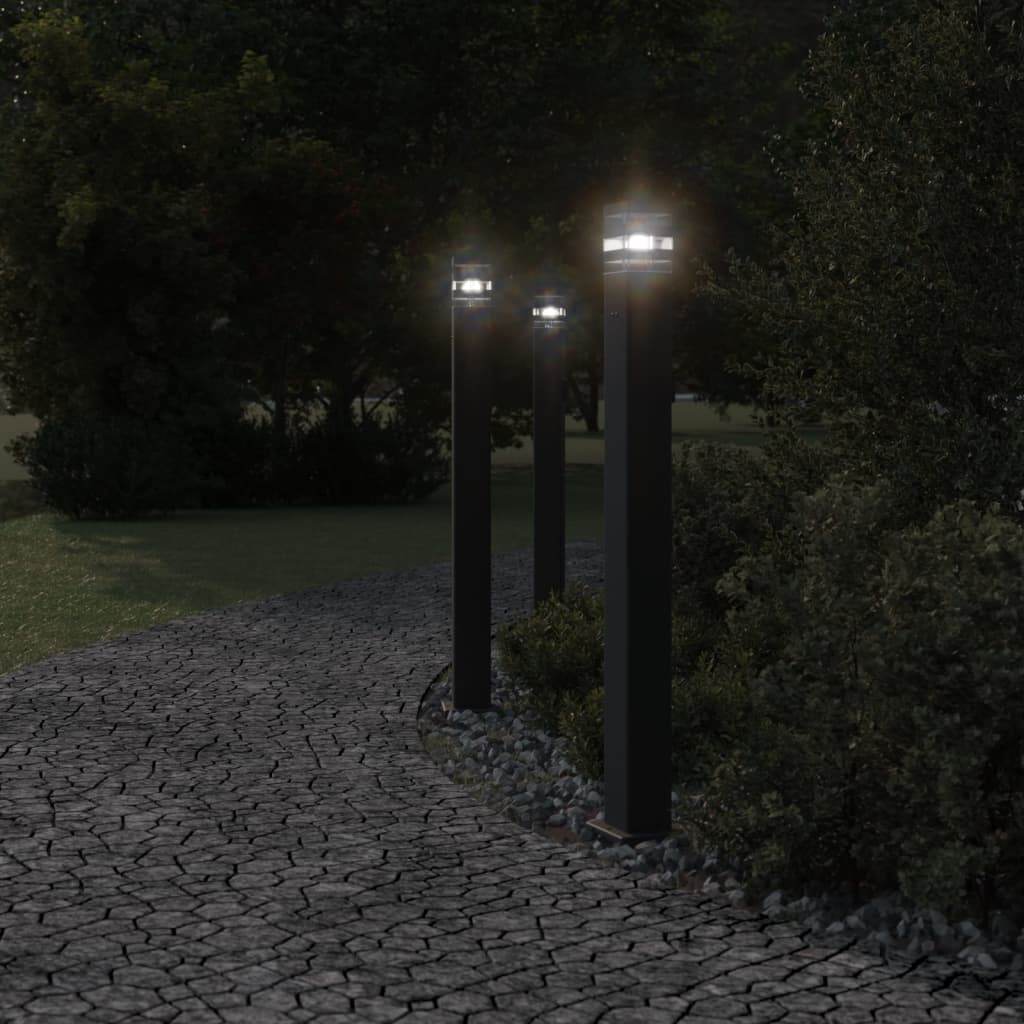 Vidaxl Außenböden 3 Stk. mit Sockel 110 cm Aluminium schwarz
