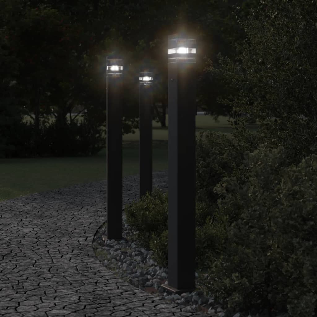 Vidaxl Außenböden 3 Stk. mit Sockel 110 cm Aluminium schwarz