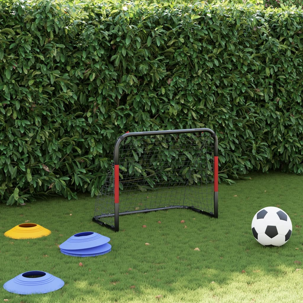 VidaXL Fußballtor mit Netz 90x48x71 cm Stahl Rot und Schwarz