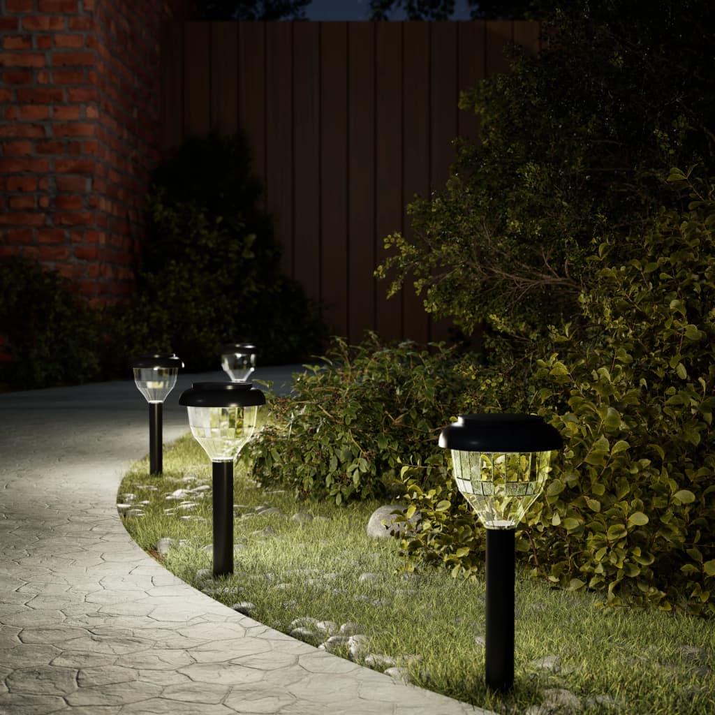 VidaXL Gartenwegleuchten, 4er-Set, Solar, mit Erdspießen, RGB und Warmweiß