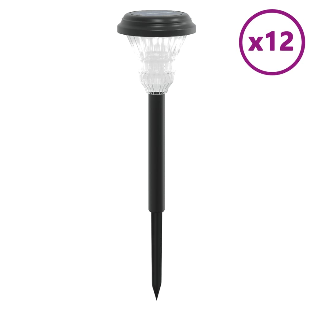 VidaXL Gartenwegleuchten, 12 Stück, Solar, mit Erdspießen, Weiß